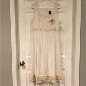 mac & jack white/ivory beaded dress size 8 NWT